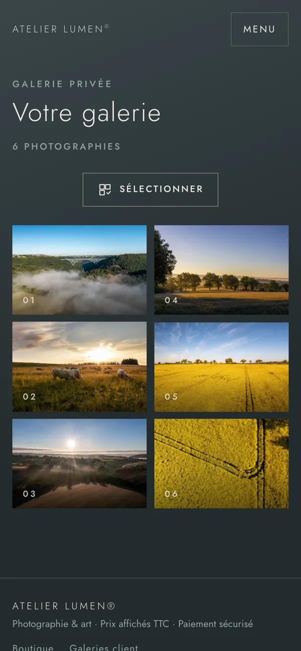 Côté client : vue téléphone d'END OS (démo Atelier Lumen)